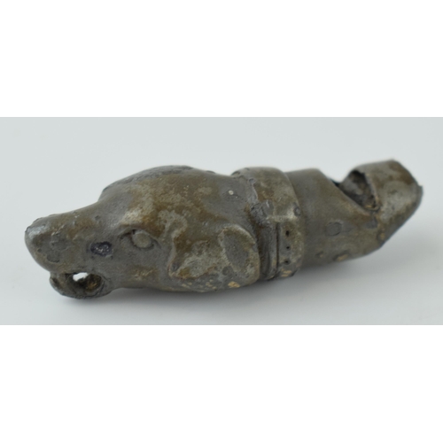 662 - A pewter dog whistle depicting a spaniel or huntinging / shooting dog with collar. Whistle working. ... 