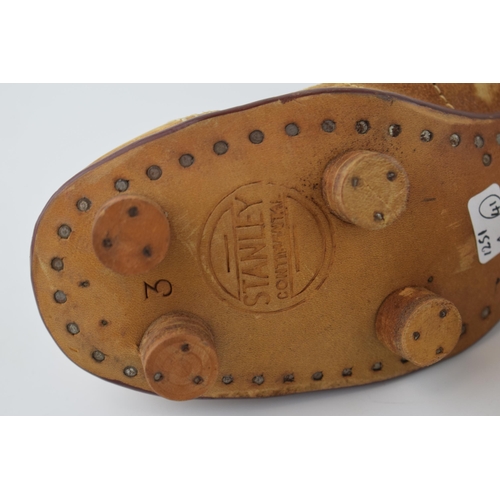 670 - A pair of NOS handmade football / rugby boots by Stanley, Continental model size 3. Leather suede up... 