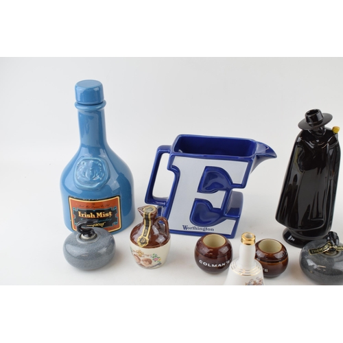 78 - Advertising wares to include a Wade Worthingtons jug, a Sandeman decanter, a Polycrol advertising do... 