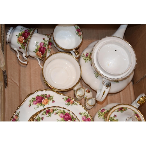 241 - Royal Albert Old Country Roses to include a large teapot, a medium teapot, 6 cups, 6 saucer, 6 sides... 