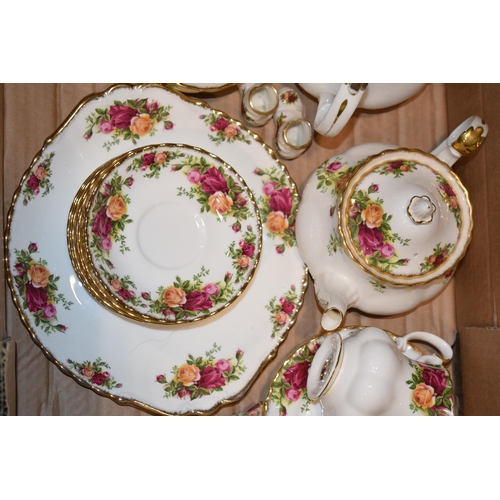 241 - Royal Albert Old Country Roses to include a large teapot, a medium teapot, 6 cups, 6 saucer, 6 sides... 