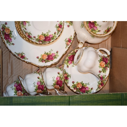 241 - Royal Albert Old Country Roses to include a large teapot, a medium teapot, 6 cups, 6 saucer, 6 sides... 