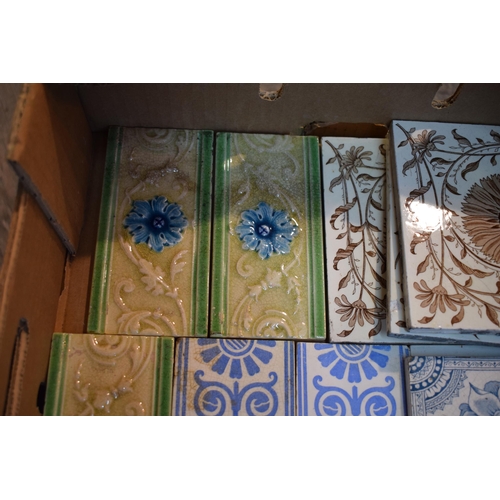 577 - A collection of Victorian Staffordshire tiles by Mintons and similar manufacturers. (17)