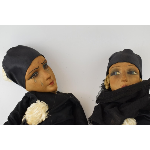 597 - Two Art Deco Boudoir dolls c1920s / 1930s. Fabric hand-painted faces, hand-made clothes, ceramic fee... 