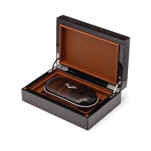 138 - A rare 'Bentley Motors' glasses case in presentation box in burr walnut and aluminium with leather l... 