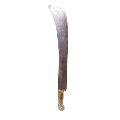 161 - Antique Steel Machete with Buffalo Horn handle 62cms in length with indistinct maker mark