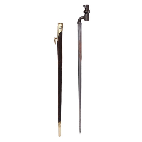 170 - c19th 1853 Enfield Pattern Socket bayonet & Scabbard with War department markings 65cm length