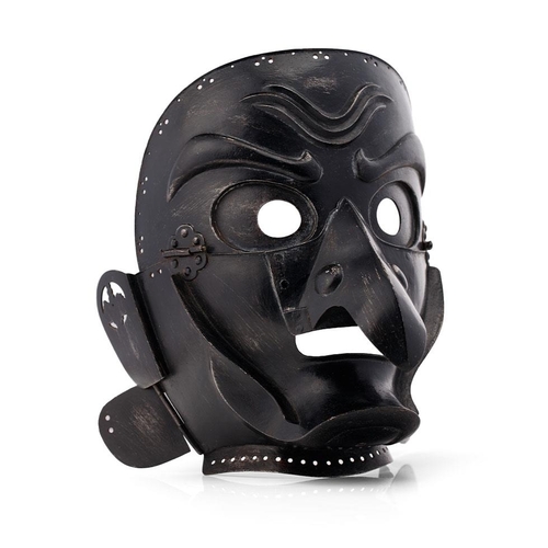 174 - c19th Japanese Samurai Somen Mask Edo period (1603-1868) iron construction front repainted but showi... 