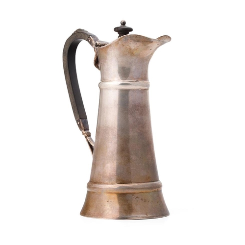 217 - Hallmarked silver Art Nouveau hot water jug, 292.6 grams, with ebonised handle and finial, London 19... 