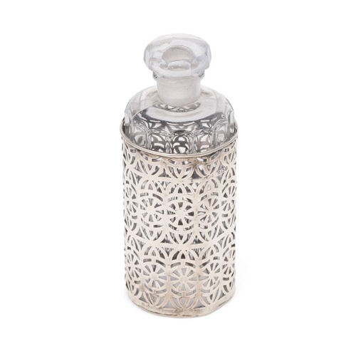 242 - Silver cased perfume bottle, Birm 1904, 13cm tall.