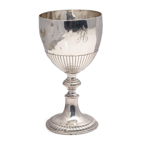 251 - Victorian silver chalice with monogram engraved, 101.2 grams, unmarked, 11.5cm tall.