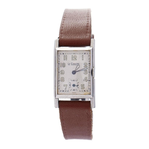 304 - Art Deco gentleman's Jaeger LeCoultre wristwatch. Rectangular off-white dial with luminous numbers a... 