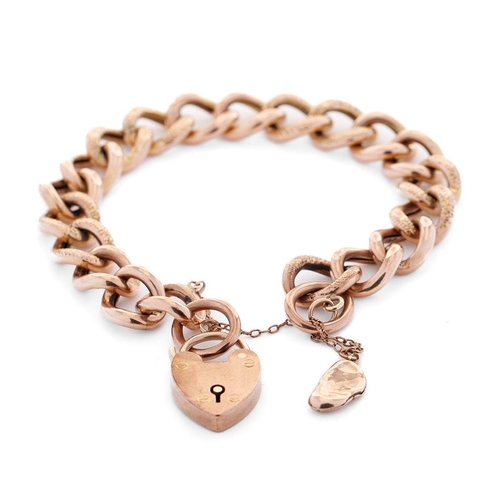 345 - A 9ct yellow gold bracelet with heart shaped padlock. weight 19.4 grams