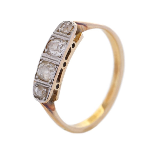 355 - 18ct gold 4 diamond ring, stones measuring 0.5ct total appx.  Not hallmarked but tested as 18ct gold... 