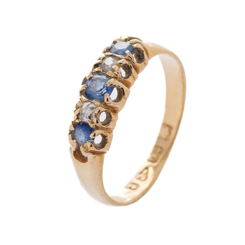 361 - 18ct gold sapphire and diamond ring, 2.5 grams, size M/N.