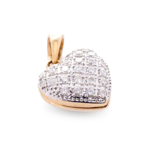 380 - A 9ct gold heart locket, set twenty-four round brilliant-cut diamonds, total diamond weight estimate... 