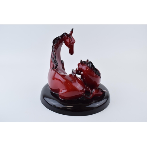 11 - Royal Doulton Flambe figure Gift of Love, a pair of horses, height 21cm.