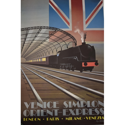 127 - Venice Simplon Orient Express by Fix Masseau 'Victoria Station London', 97cm tall x 62cm.