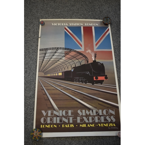 127 - Venice Simplon Orient Express by Fix Masseau 'Victoria Station London', 97cm tall x 62cm.