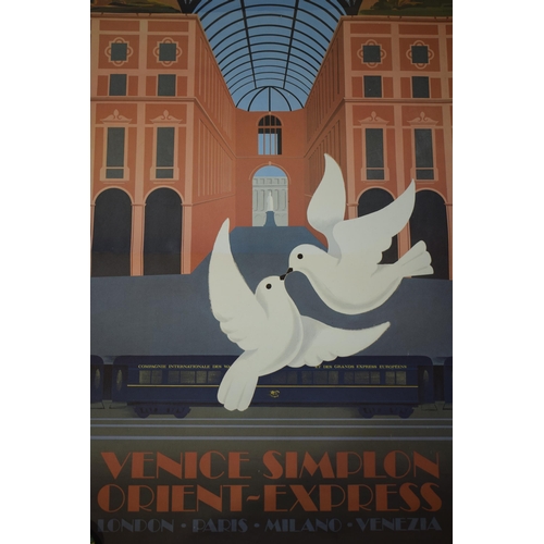 129 - Venice Simplon Orient Express by Fix Masseau 'Milano', 97cm tall x 62cm.