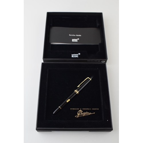 132 - Montblanc Meisterstuck Fountain Pen, Homage a Frederic Chopin, gold trim, medium 14 carat gold nib, ... 