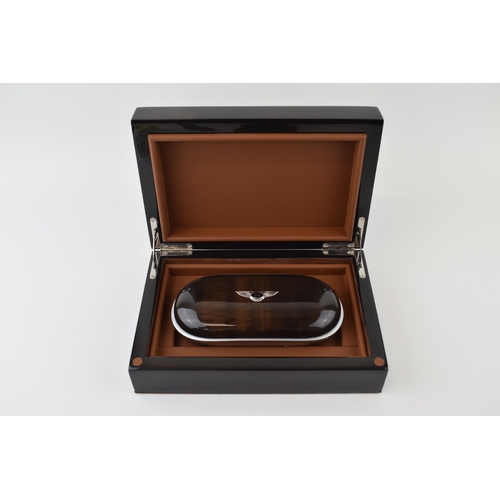 138 - A rare 'Bentley Motors' glasses case in presentation box in burr walnut and aluminium with leather l... 