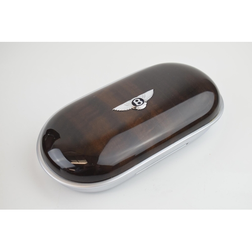 138 - A rare 'Bentley Motors' glasses case in presentation box in burr walnut and aluminium with leather l... 