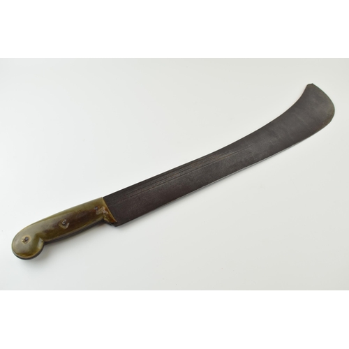 161 - Antique Steel Machete with Buffalo Horn handle 62cms in length with indistinct maker mark