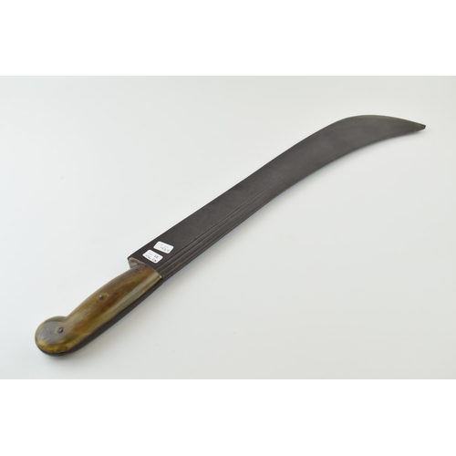 161 - Antique Steel Machete with Buffalo Horn handle 62cms in length with indistinct maker mark