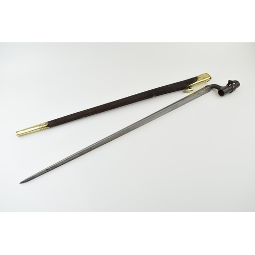 170 - c19th 1853 Enfield Pattern Socket bayonet & Scabbard with War department markings 65cm length