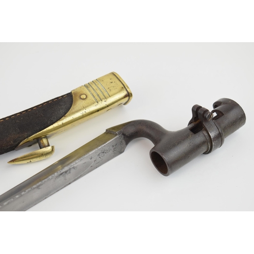 170 - c19th 1853 Enfield Pattern Socket bayonet & Scabbard with War department markings 65cm length