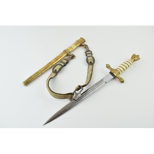 171 - WW2 Era Kriegsmarine Dagger by Paul Weyersberg Solingen with original hangers, white ivorine grips, ... 