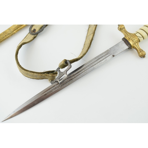 171 - WW2 Era Kriegsmarine Dagger by Paul Weyersberg Solingen with original hangers, white ivorine grips, ... 