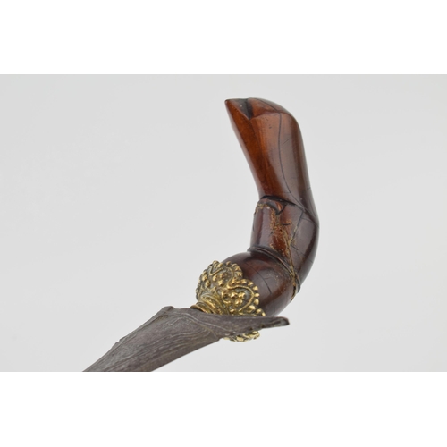 173 - c19th Sumatran or Malay Kris Keris Dagger with rosewood handle and brass mounts without scabbard 42c... 