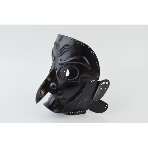 174 - c19th Japanese Samurai Somen Mask Edo period (1603-1868) iron construction front repainted but showi... 