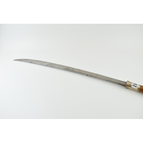 182 - c19th Burmese Dha Sword Daad Darb with wooden scabbard 84cm long