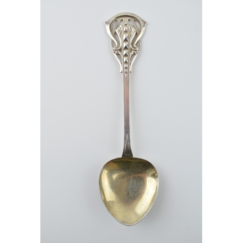 202 - Silver Arts and Crafts spoon, Kate Harris for William Hutton, London 1924, 63.0 grams, 20cm long.