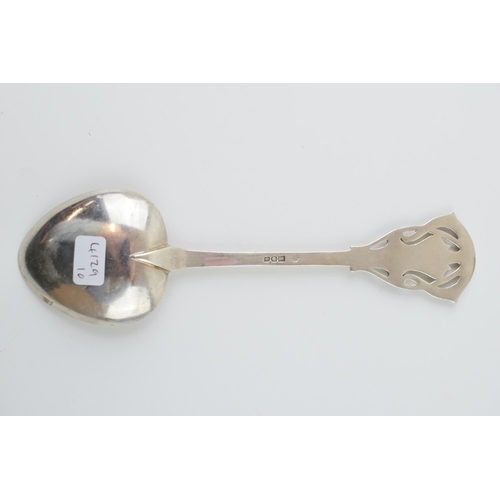 202 - Silver Arts and Crafts spoon, Kate Harris for William Hutton, London 1924, 63.0 grams, 20cm long.