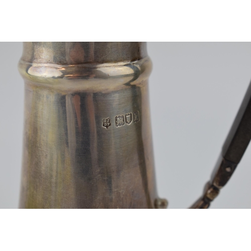 217 - Hallmarked silver Art Nouveau hot water jug, 292.6 grams, with ebonised handle and finial, London 19... 