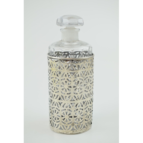 242 - Silver cased perfume bottle, Birm 1904, 13cm tall.