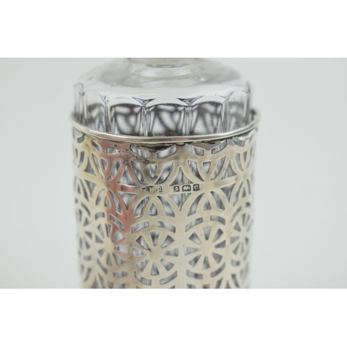 242 - Silver cased perfume bottle, Birm 1904, 13cm tall.