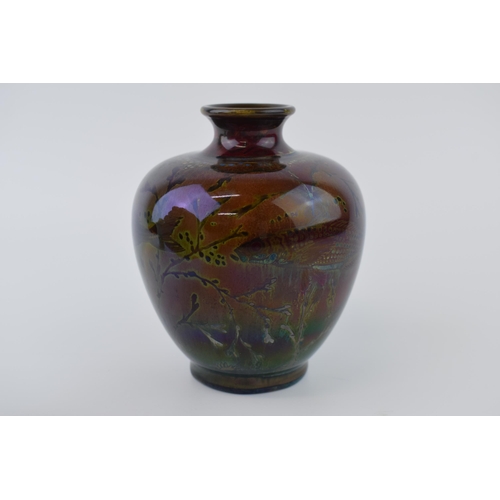 26 - Pilkingtons Royal Lancastrian lustre vase, decorated with fish swimming amongst seaweed, Arts and Cr... 