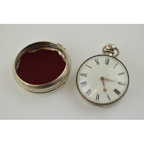 332 - Silver pair cased pocket watch, London 1908, untested.