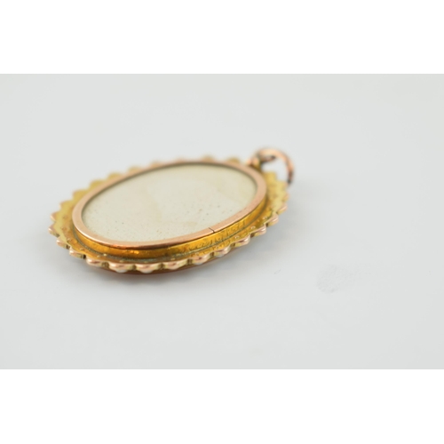 395 - 9ct gold cased miniature portrait of a suited gentleman, surrounded by pearls, gross weight 6.2 gram... 