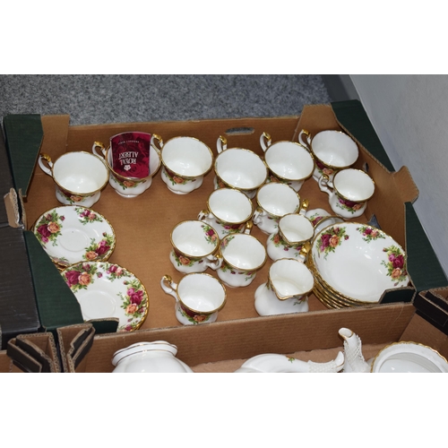 57 - A large 107 piece Royal Albert Old Country Roses dinner service to include 3 large teapots with lids... 