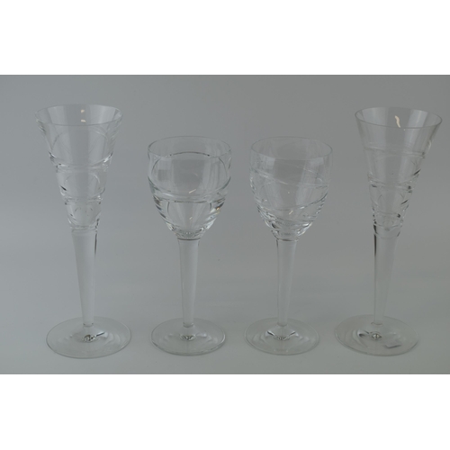 72 - Stuart Crystal Jasper Conron Aura glasses to include a pair of wine glasses and a pair of champagne ... 