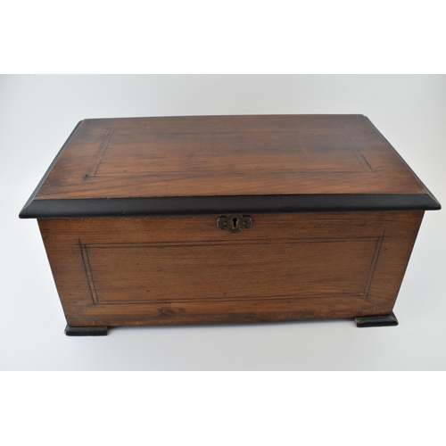 73 - 19th century Swiss musical box, inlaid rosewood case, with crank-wind mechanism playing 8 tunes on a... 