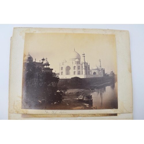 95 - A collection of twenty-two albumen Victorian photo prints of India, to include five signed photos by... 