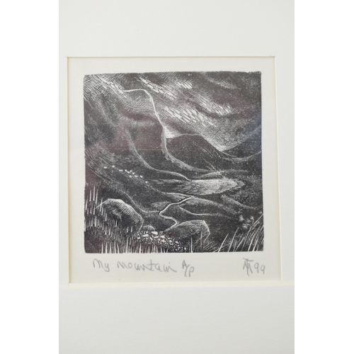 121A - Margaret Tournour. Illustrator, Two wood cut engravings, 'My Mountain' and 'The Cloud'. 8.5cm x 9.5c... 