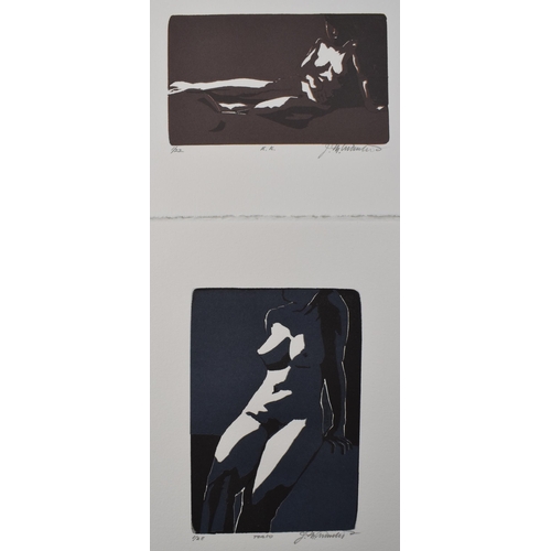 121E - Two aquatint nudes, limited edition prints 1/28 and 1/22 'Torso' and 'K.K' indistinguishable signatu... 